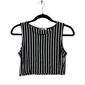Black/White Size M Heart & Hips Striped Crop Top